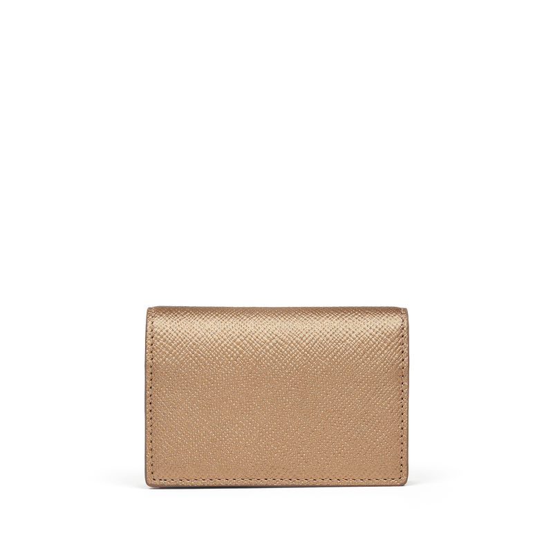 Smythson Folded Card Case with Snap Closure in Panama