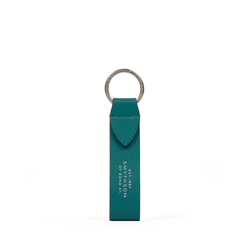 Smythson Keyring with Leather Strap in Panama