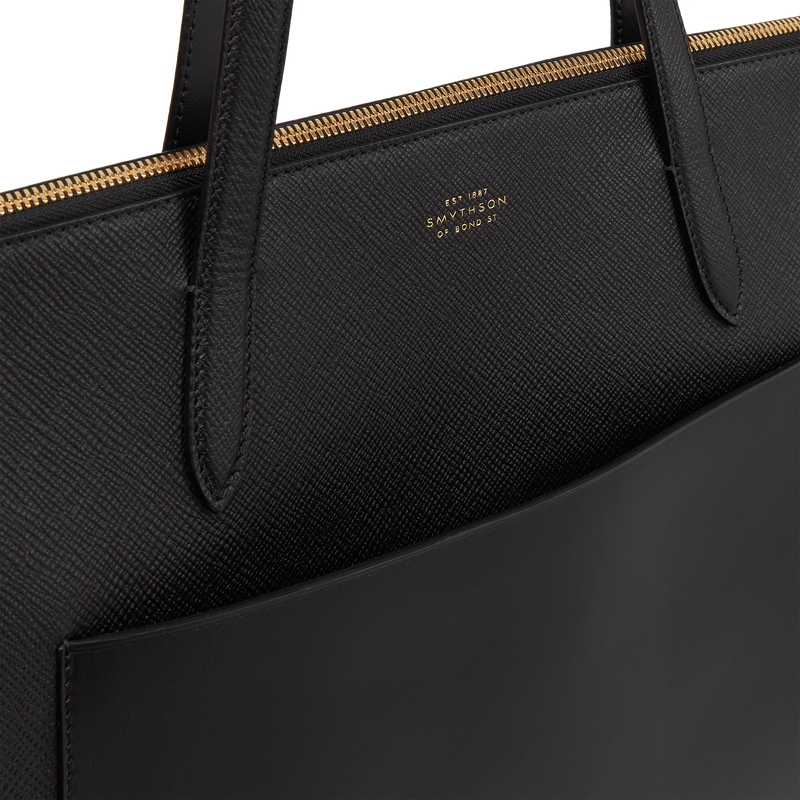 Smythson East West Tote Bag with Zip in Panama