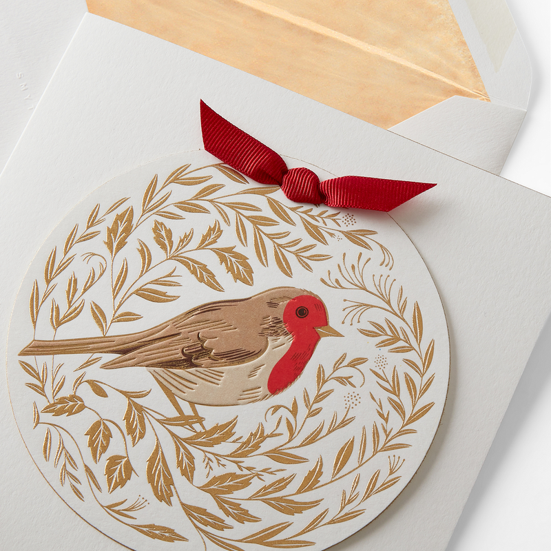 Gold Robin Christmas Card