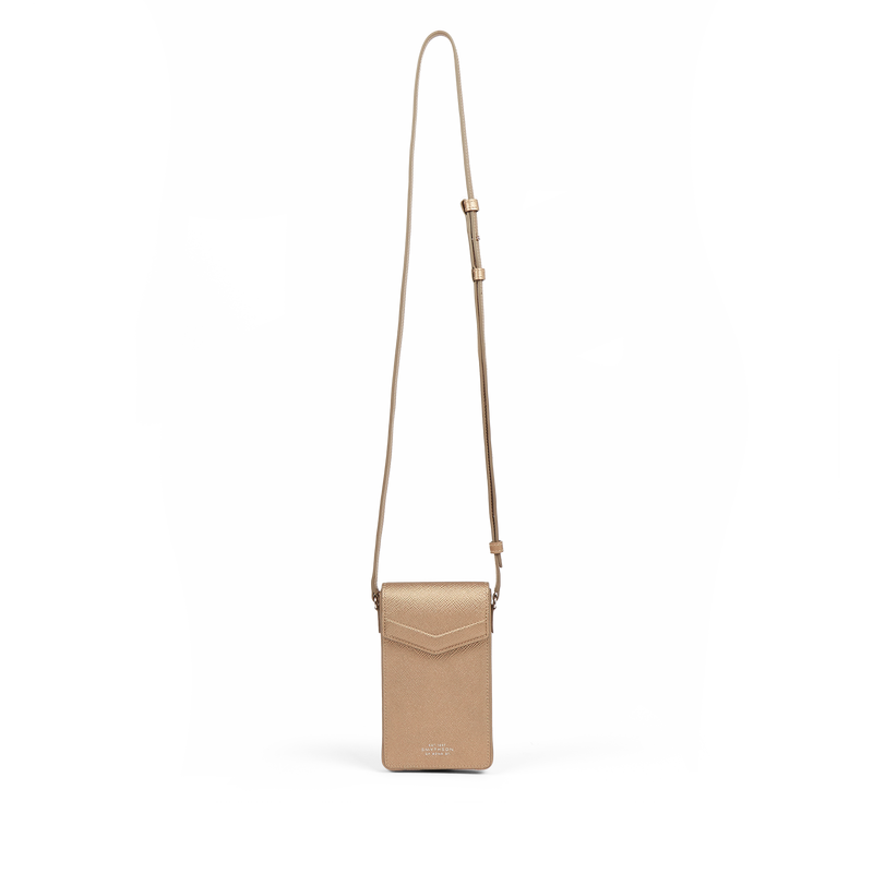 Smythson Envelope Phone Case Crossbody in Panama