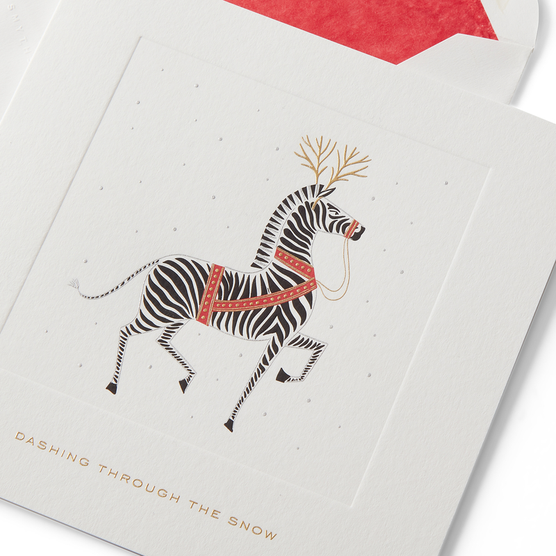 Dashing Through the Snow Zebra Christmas Card