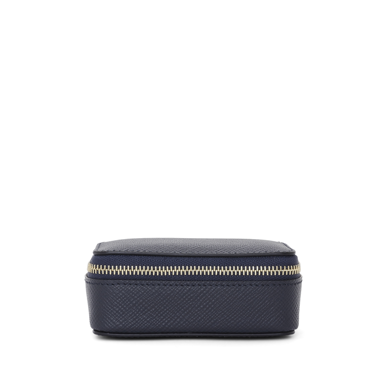 Navy Smythson Rectangular Trinket Case in Panama