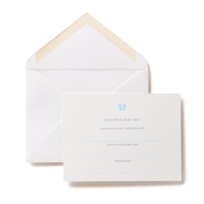 Baby Boy Announcement Cards White