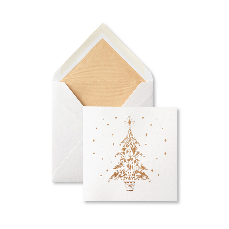 Gold Tree Christmas Card Set