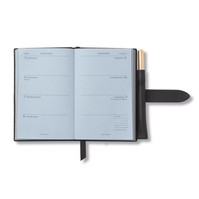 Smythson 2026 Wafer Weekly Diary with Pencil in Panama