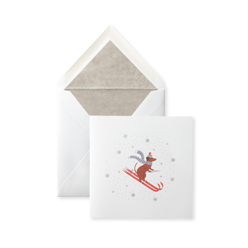 Christmas Dog Skiing Card Set