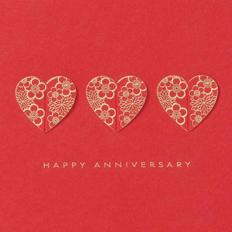 Smythson Biglietto anniversario floreale con cuori