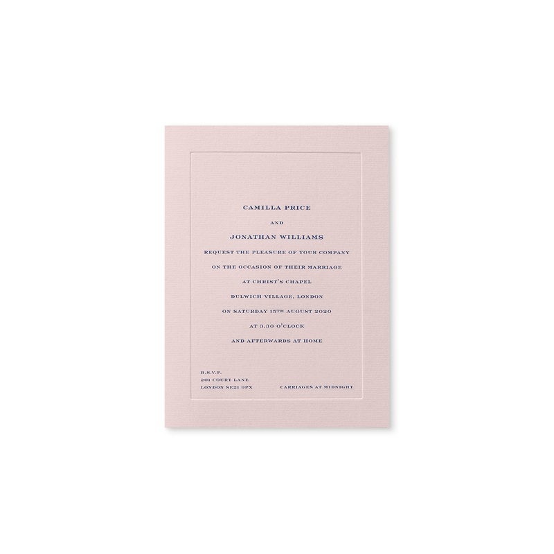 Portrait Folded Wedding Invitation with Platemark