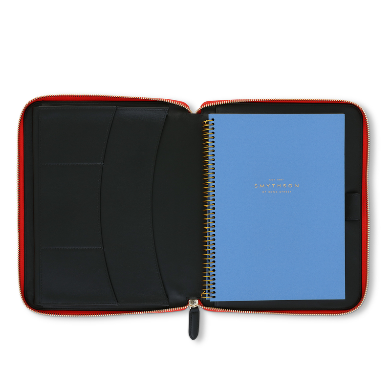 Smythson A5 Writing Folder with Zip in Panama