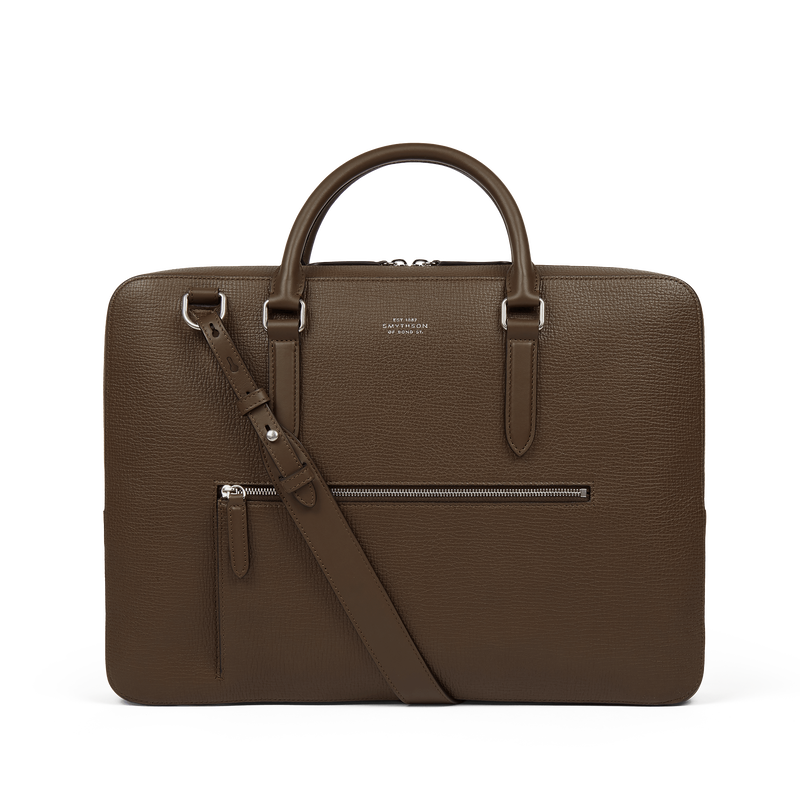 Smythson Slim Briefcase with Zip Front in Ludlow