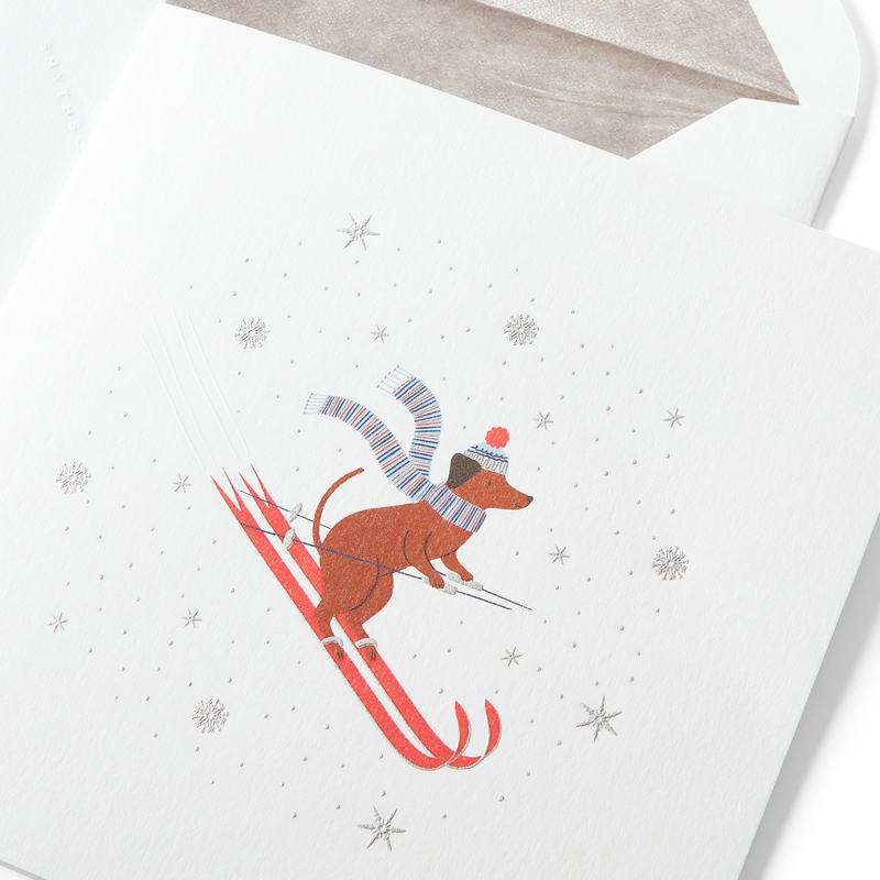 Christmas Dog Skiing Card Set