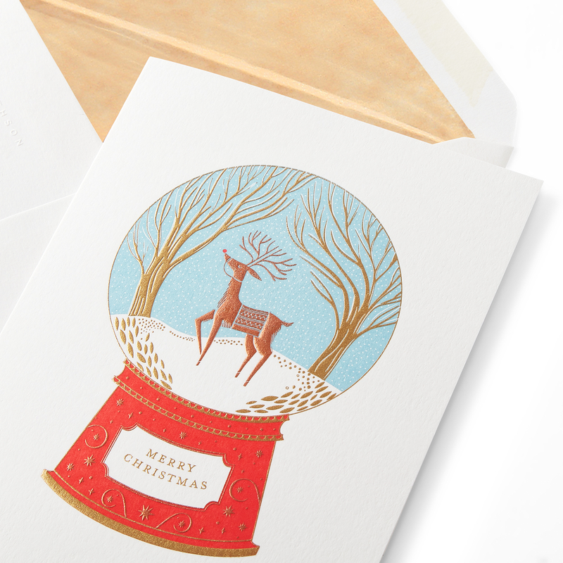 Reindeer Snow Globe Christmas Card