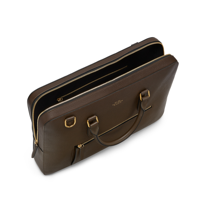 Smythson Ventiquattrore sottile con cerniera frontale in Ludlow
