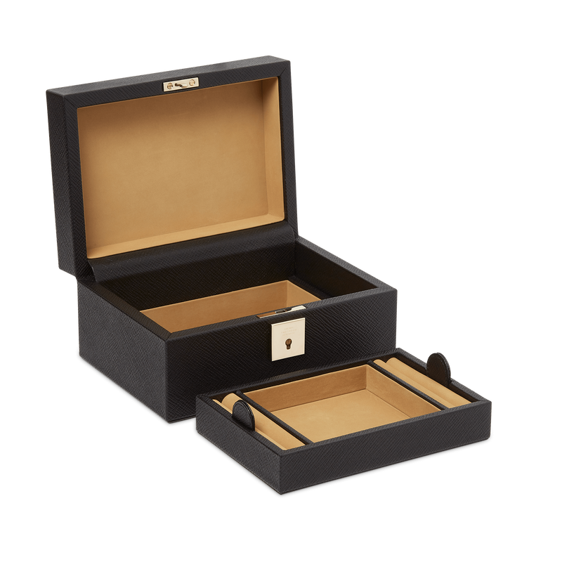 Smythson Small Jewellery Box with Tray in Panama