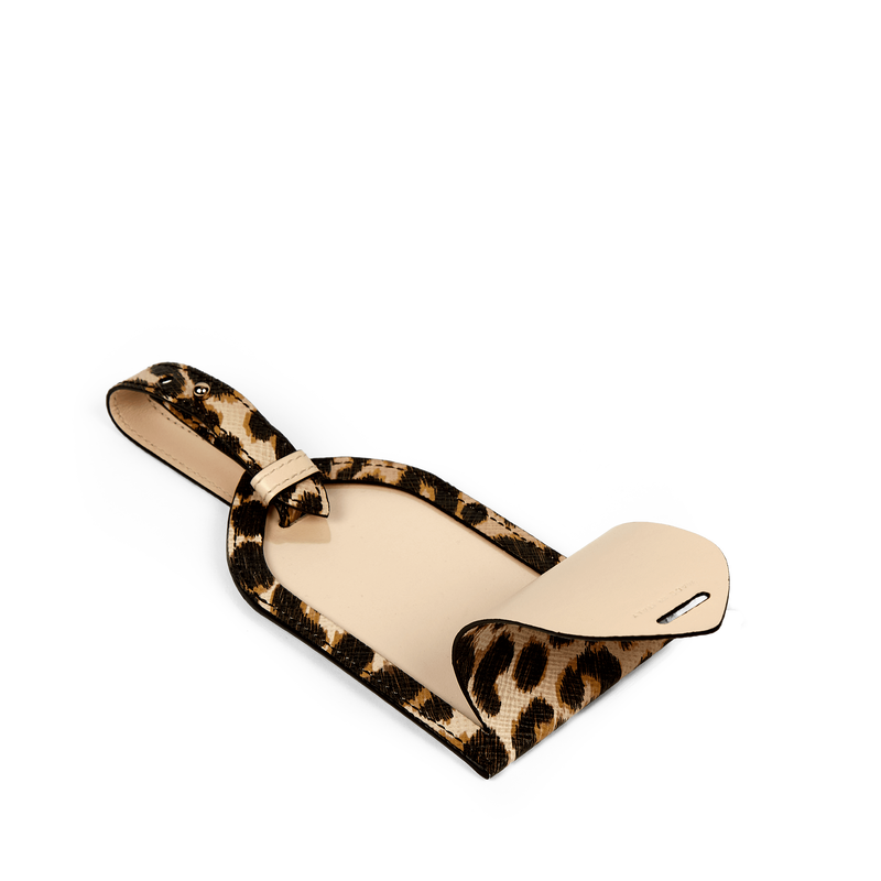 Smythson Luggage Tag in Panama Leopard