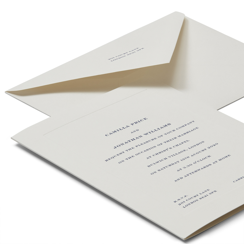 Portrait Folded Wedding Invitation with Platemark