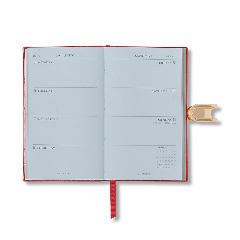 Smythson 2026 Panama Wochenterminkalender mit Schiebeverschluss aus Mara