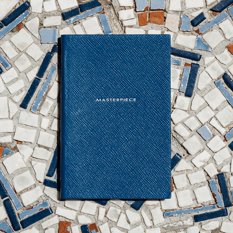 Oranges Smythson Notizbuch aus Panama-Leder